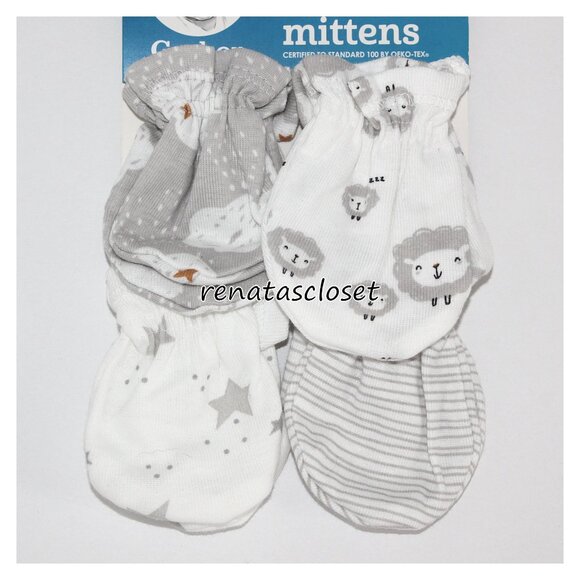 Gerber Baby's 4-Pack Unisex Lamb No-Scratch Mittens Set NWT/NIP - Picture 4 of 7